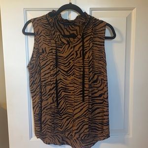 White House Black Market Animal Print Top